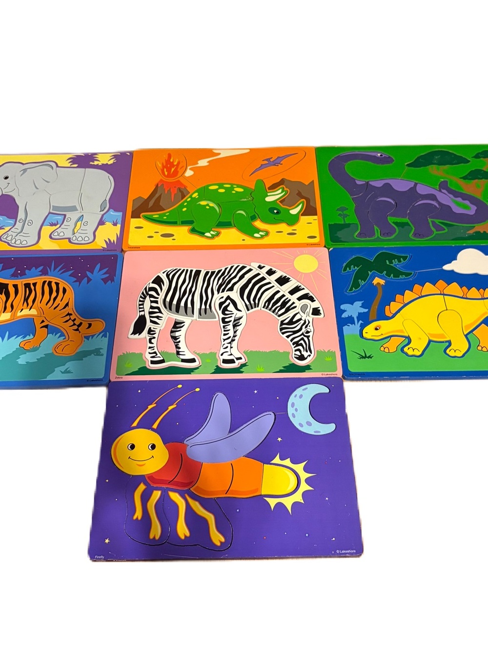 Lakeshore Wooden Puzzle Set Animals Colorful Learning